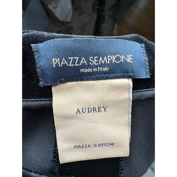 Neiman Marcus 8 Piazza Sempione Stretch Velvet Pants Straight Leg Cropped Black - Picture 5 of 11